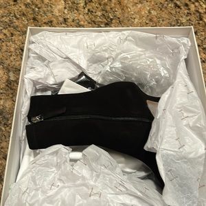 Beautiful brand new Italian suede black boots, size 7 1/2